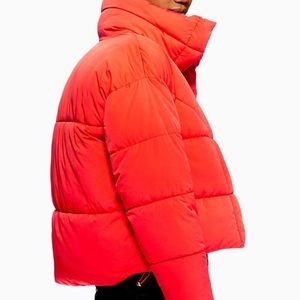 Topshop Orange Puffer Jacket 